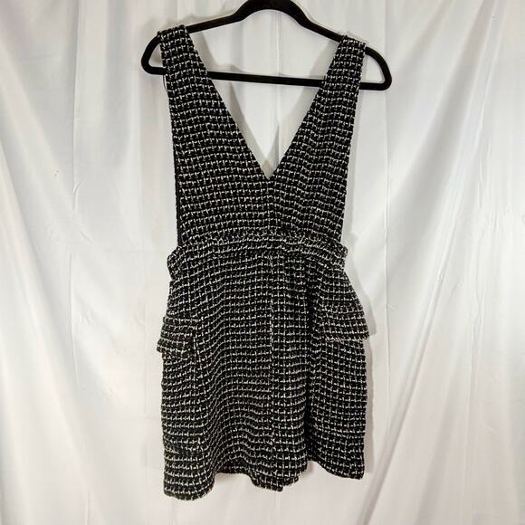 ZARA Black & White Tweed Pinafore Dress Size M - Picture 3 of 6
